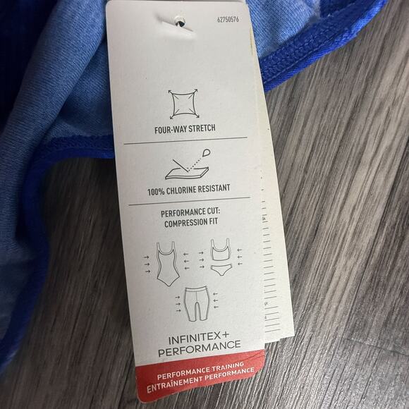 Adidas Infinitex+ Blue Chevron One-Piece Swimsuit 30 D34 Chlorine Resistant NWT - Picture 4 of 8